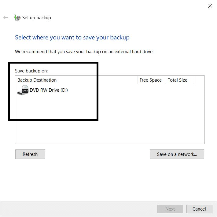 3 Methods To Backup Windows 10 Computer 9 Save your backup in Windows using inbuilt backup method