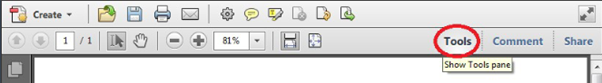 Tools bar - Adobe Acrobat
