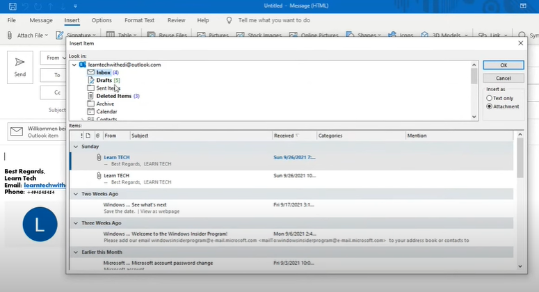 How to Attach an Email in Outlook
